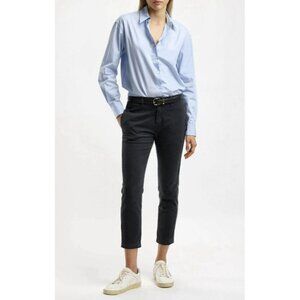 Nili Lotan‎ Tel Aviv Pants Size 8 Black/Carbon Skinny Trousers Flap Pockets Crop